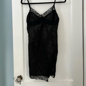 black floral lace mini dress